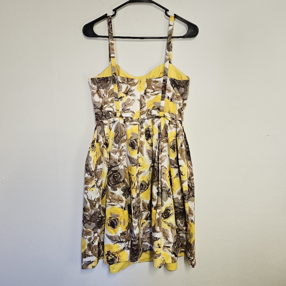 Maggy London petites yellow and brown spaghetti sweetheart floral dress sz 6p - Picture 3 of 5